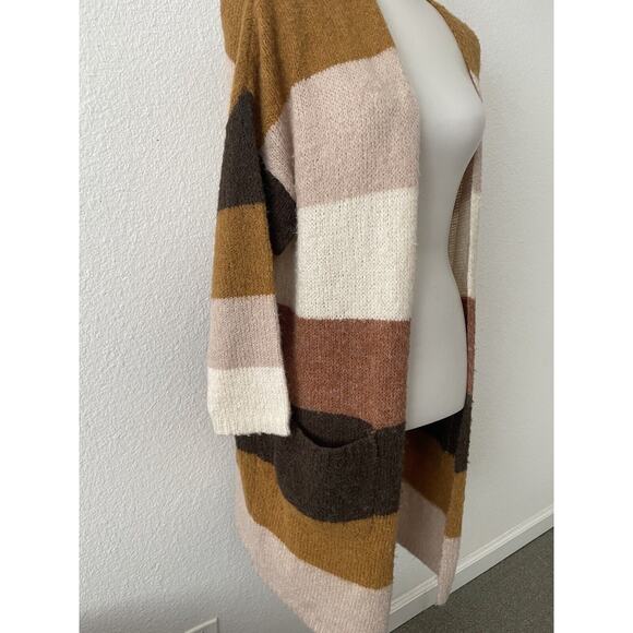 Dreamers Cardigan Sweater Striped Multicolor Open Front Stretch Knit - Picture 4 of 10